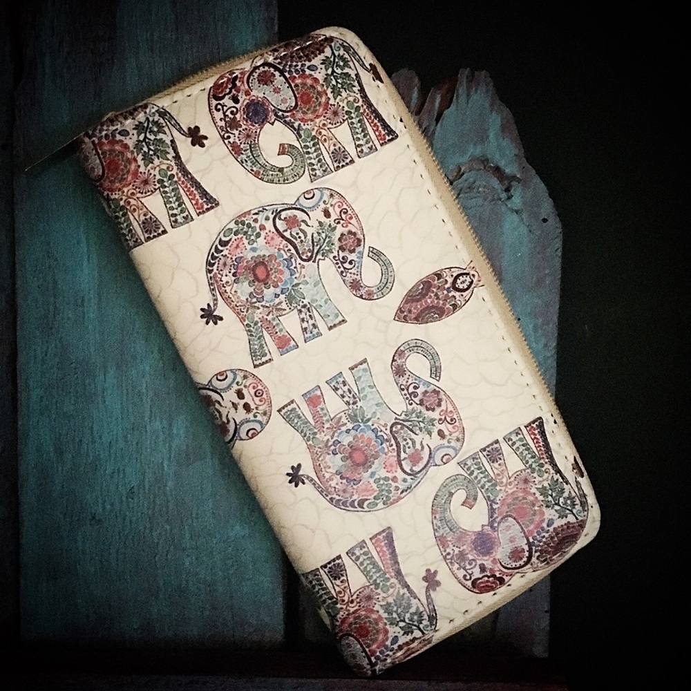 Boho printed elephant wallet!